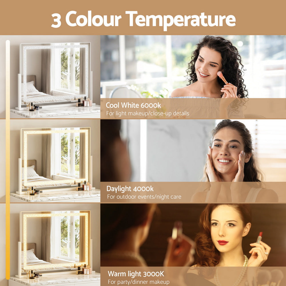 Makeup Mirror 60x50cm 360～ Rotatable Vanity Mirror with Lights Crystal LED