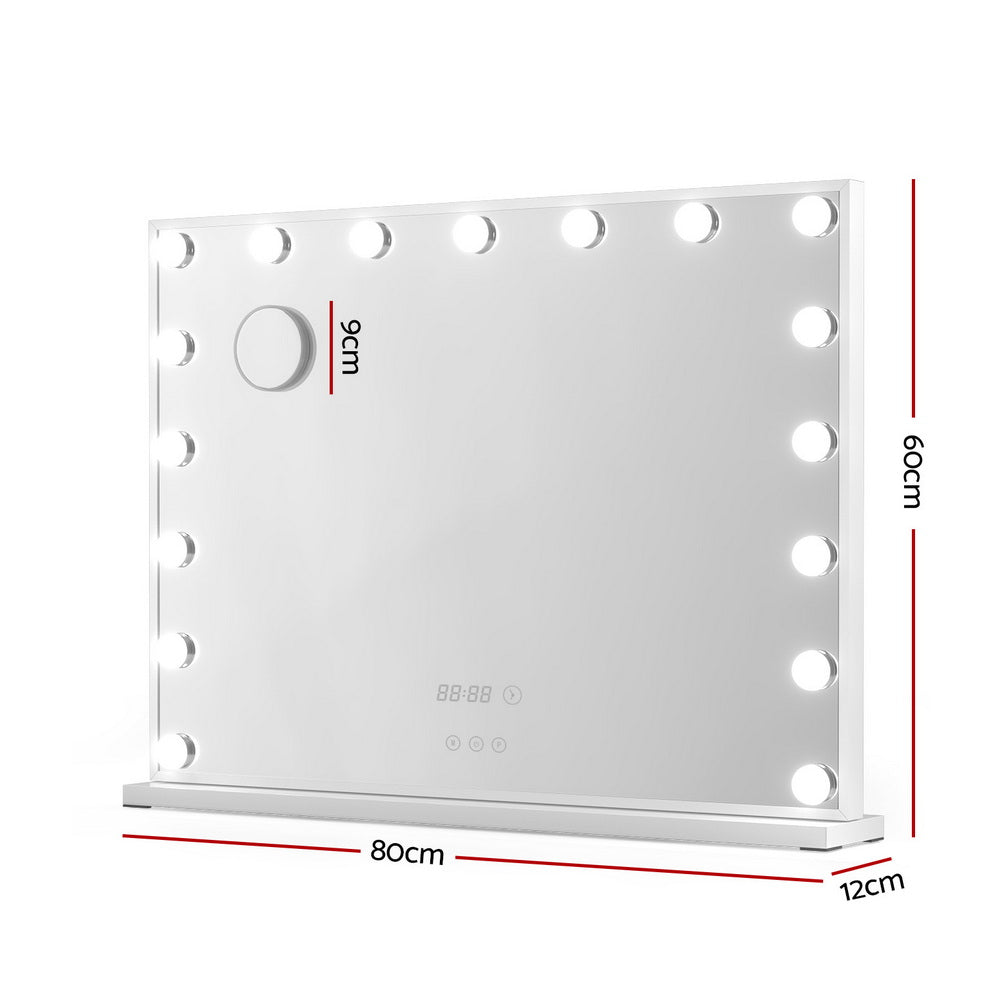 80x60cm Hollywood Vanity Mirror - LED Light Tabletop White