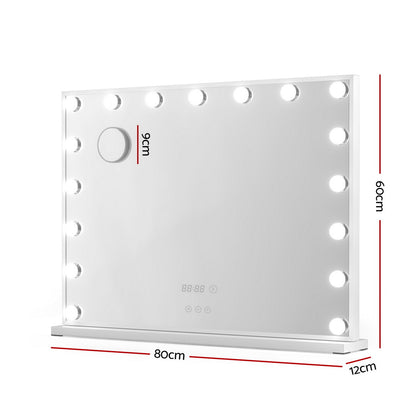 80x60cm Hollywood Vanity Mirror - LED Light Tabletop White
