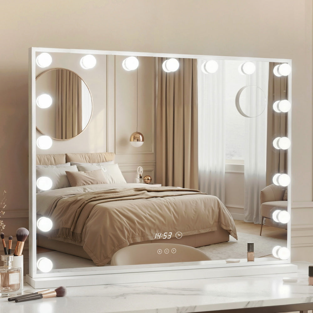 80x60cm Hollywood Vanity Mirror - LED Light Tabletop White