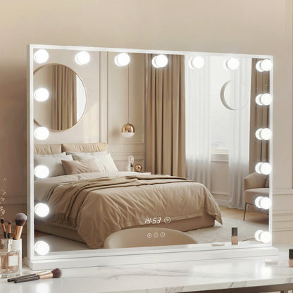 80x60cm Hollywood Vanity Mirror - LED Light Tabletop White