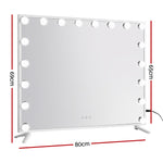 80x65cm Makeup Mirror Hollywood Vanity with LED Light White Frame