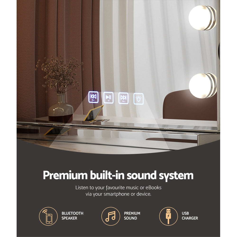 Bluetooth Makeup Mirror 58x46cm Hollywood Vanity with LED Light Wall