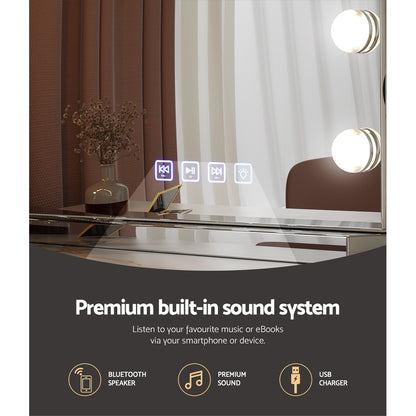 Bluetooth Makeup Mirror 58x46cm Hollywood Vanity with LED Light Wall
