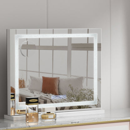 Bluetooth Makeup Mirror 58x46cm Hollywood Vanity with LED Light Crystal