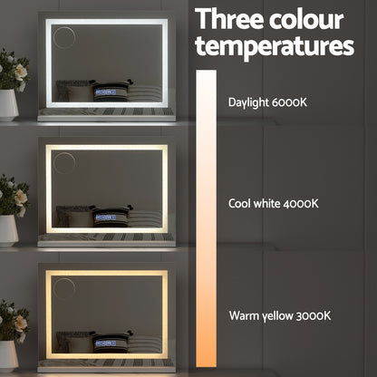 Bluetooth Makeup Mirror 58x46cm Hollywood Vanity with LED Light Crystal
