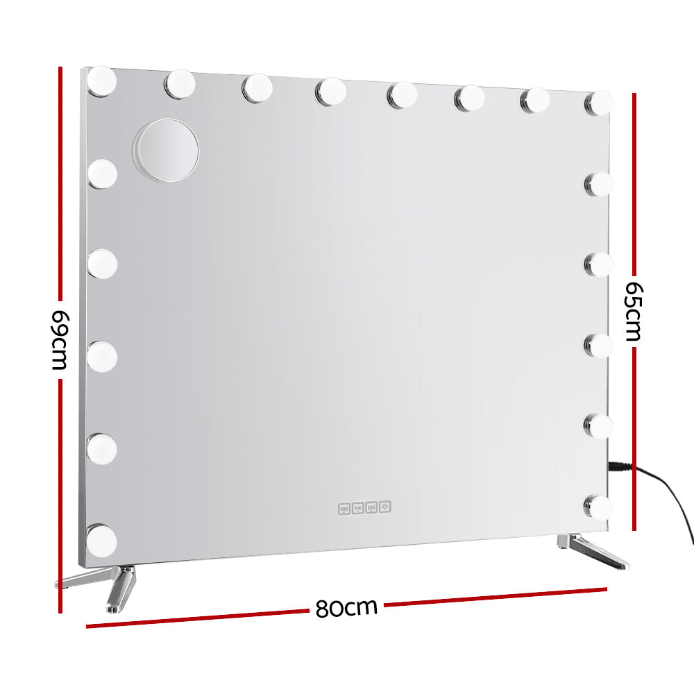 Bluetooth Makeup Mirror 80x65cm Hollywood Vanity with LED Light Wall