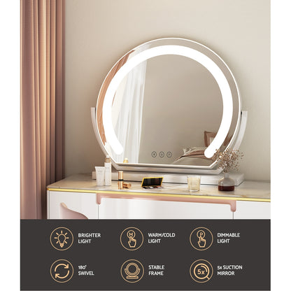 Hollywood Makeup Mirror with LED Lighted Vanity Dimmable Metal 40X35CM