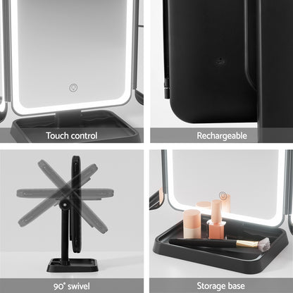 Modern LED Lighted Vanity Mirror - Tri-Fold