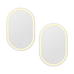2 LED Wall Mirror With Light 50X75CM Bathroom Decor Oval Mirrors Vanity