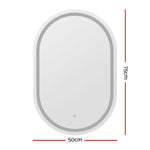 2 LED Wall Mirror With Light 50X75CM Bathroom Decor Oval Mirrors Vanity