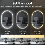 2 LED Wall Mirror With Light 50X75CM Bathroom Decor Oval Mirrors Vanity