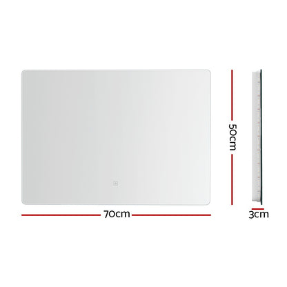 Wall Mirror 70X50Cm With Led Light Bathroom Home Decor Round Rectangle