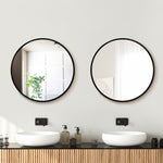2 Wall Mirror Makeup Home Decor Framed Mirrors Round Black
