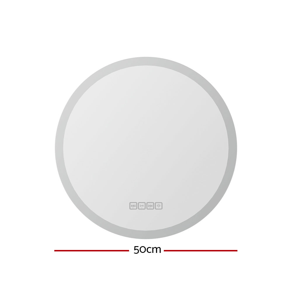 Bluetooth Led Wall Mirror With Light 60Cm Bathroom Decor Round Mirrors