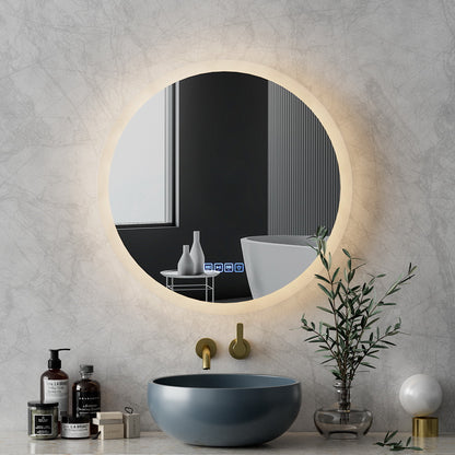 Bluetooth Led Wall Mirror With Light 60Cm Bathroom Decor Round Mirrors