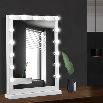 Makeup Mirror 43x61cm Hollywood Vanity with LED Light Tabletop White