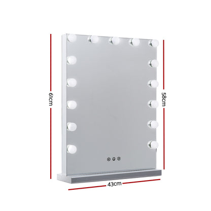 Makeup Mirror 43x61cm Hollywood Vanity with LED Light Tabletop Wall