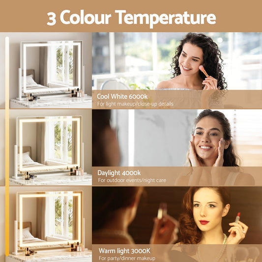 Makeup Mirror 58x46cm 360～ Rotatable Vanity Mirror with Lights Bright Light Strip Adjustable