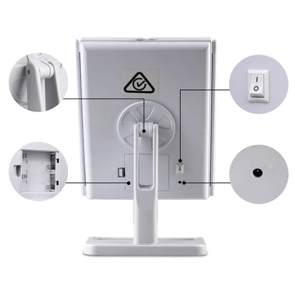 Makeup Mirror With 24 Led Light Tri-Fold Dimmable Tabletop Storage