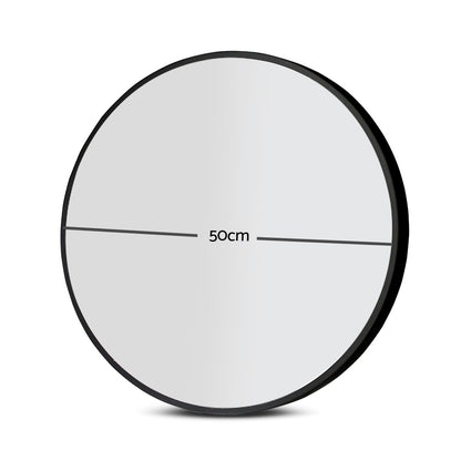 Wall Mirror Makeup 50Cm Home Decor Framed Mirrors Bathroom Round Black