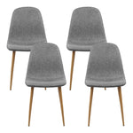 Dining Chairs Set Of 4 Linen Curved Slope Grey