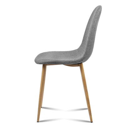 Dining Chairs Set Of 4 Linen Curved Slope Grey
