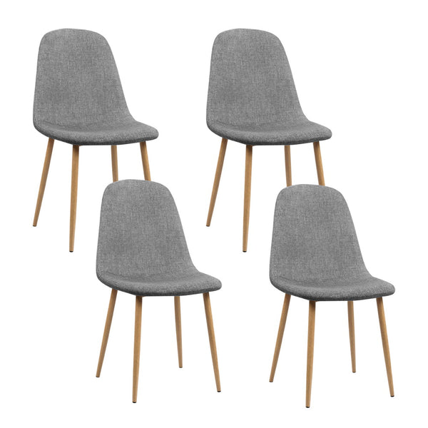  Dining Chairs Set Of 4 Linen Curved Slope Grey