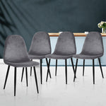 Dining Chairs Set Of 4 Velvet Curved Slope Grey