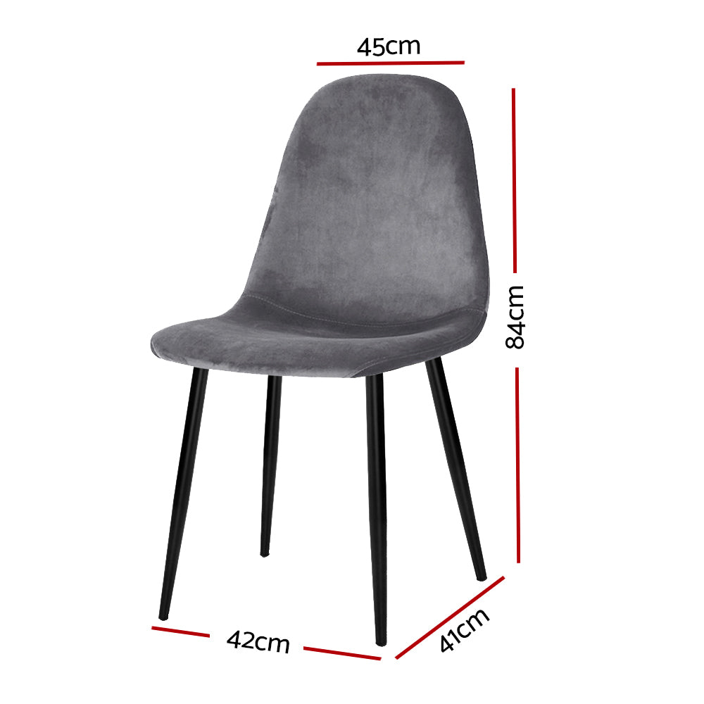 Dining Chairs Set Of 4 Velvet Curved Slope Grey