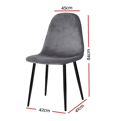 Dining Chairs Set Of 4 Velvet Curved Slope Grey