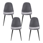 Dining Chairs Set Of 4 Velvet Curved Slope Grey