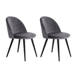 Dining Chairs Set Of 2 Velvet Solid Curved Dark Grey