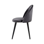 Dining Chairs Set Of 2 Velvet Solid Curved Dark Grey