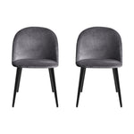 Dining Chairs Set Of 2 Velvet Solid Curved Dark Grey