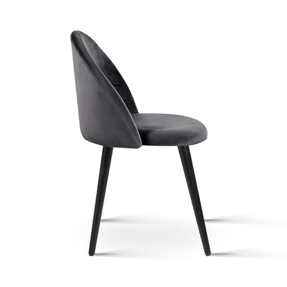 Dining Chairs Set Of 2 Velvet Solid Curved Dark Grey