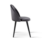 Dining Chairs Set Of 2 Velvet Solid Curved Dark Grey