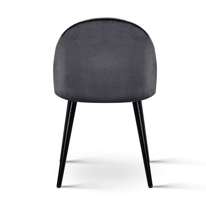 Dining Chairs Set Of 2 Velvet Solid Curved Dark Grey