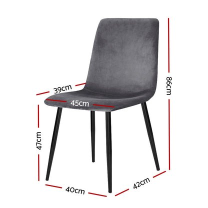 Dining Chairs Set Of 4 Velvet Horizontal Slope Grey
