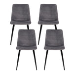 Dining Chairs Set Of 4 Velvet Horizontal Slope Grey