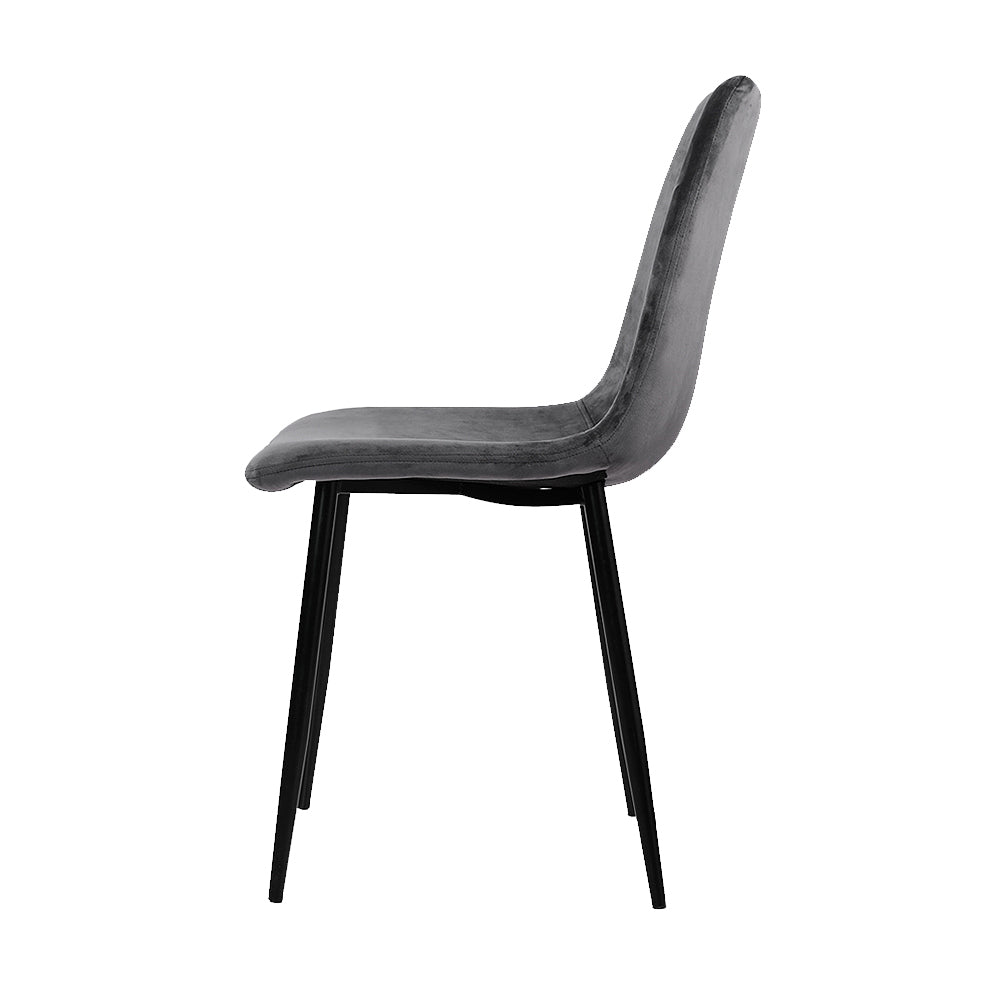 Dining Chairs Set Of 4 Velvet Horizontal Slope Grey