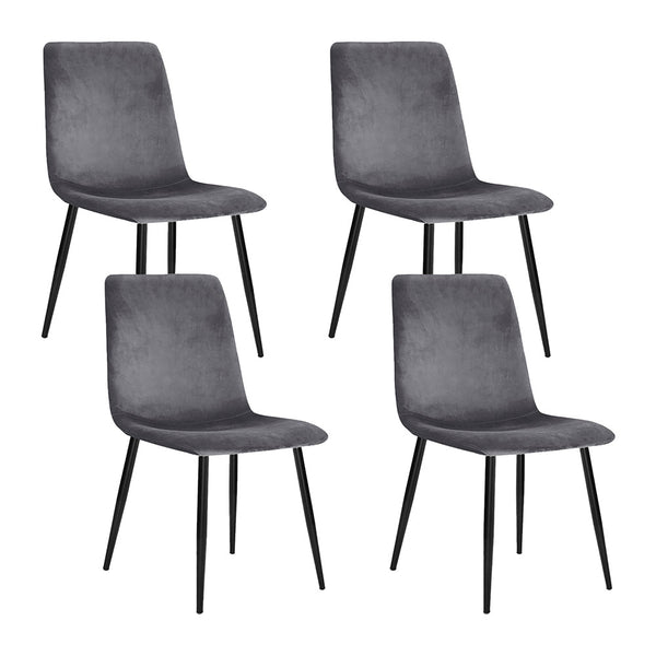  Dining Chairs Set Of 4 Velvet Horizontal Slope Grey