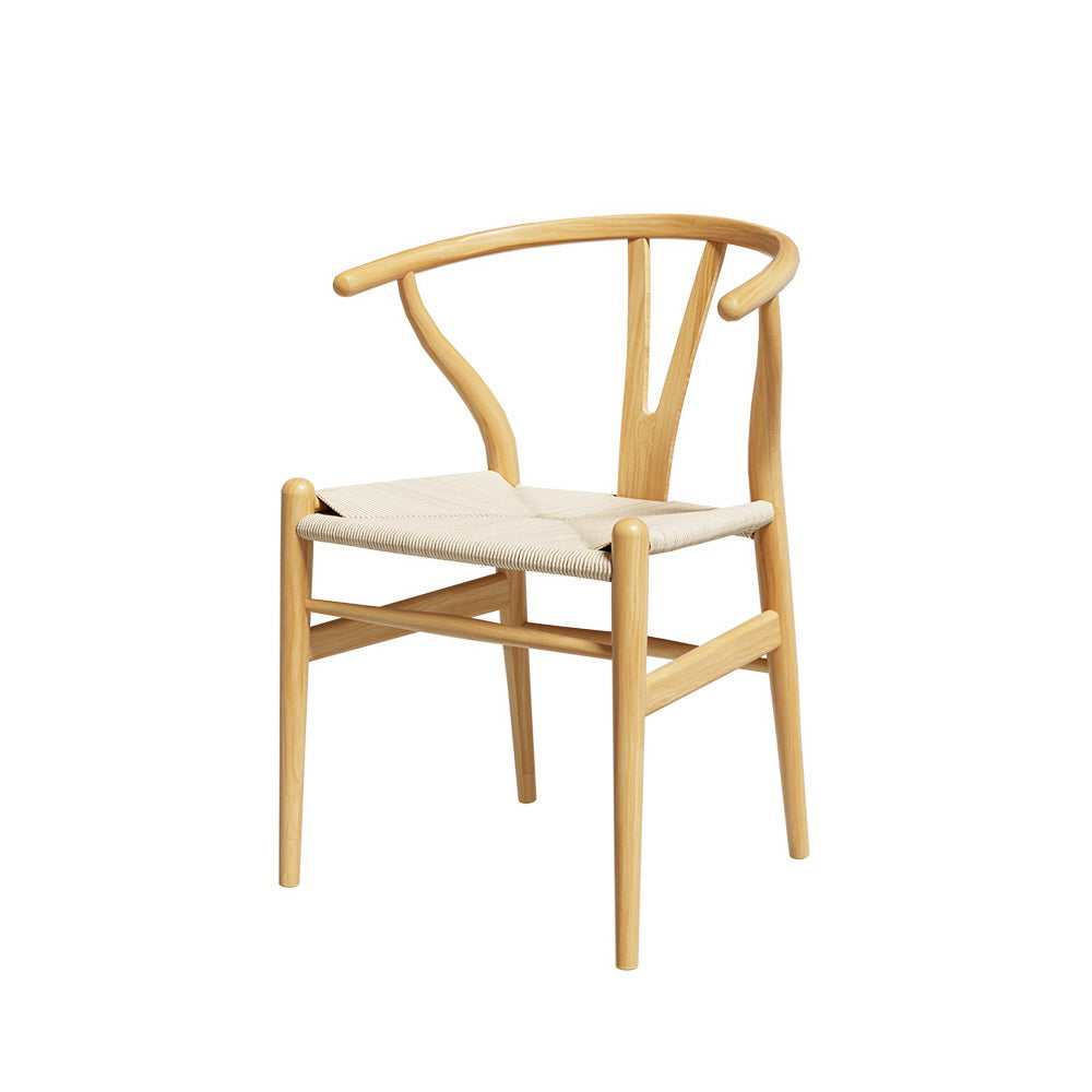 Dining Chairs Wooden Rattan Wishbone Black/Oak
