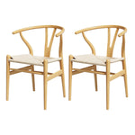 Dining Chairs Wooden Rattan Wishbone Black/Oak