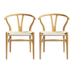 Dining Chairs Wooden Rattan Wishbone Black/Oak