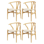 Dining Chairs Wooden Rattan Seat Wishbone Back