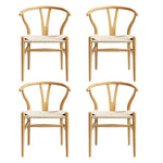 Dining Chairs Wooden Rattan Seat Wishbone Back