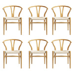 Dining Chairs Wooden Rattan Seat Wishbone Back
