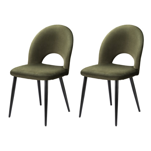  Dining Chairs Set Of 2 Velvet Hollow Green