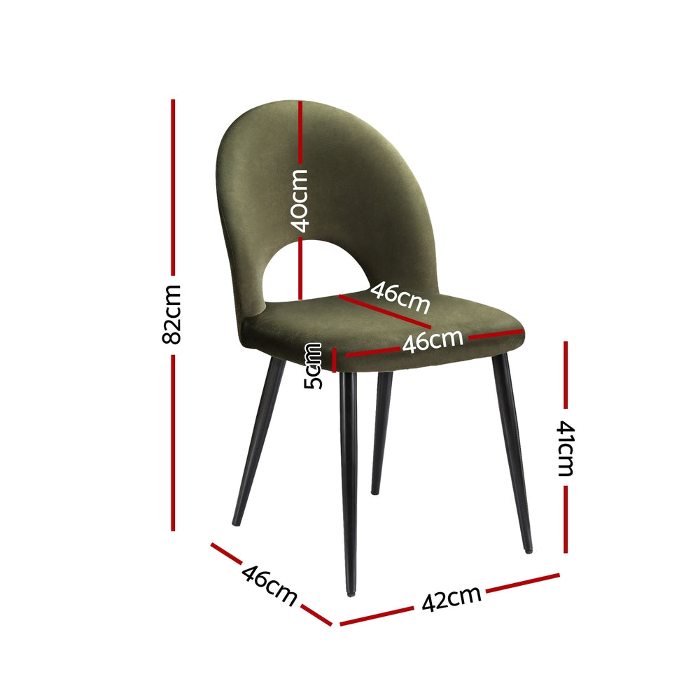 Dining Chairs Set Of 2 Velvet Hollow Green